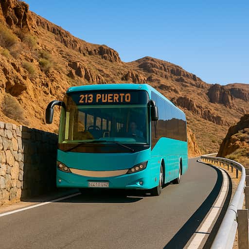 Ein blauer Bus auf Gran Canaria